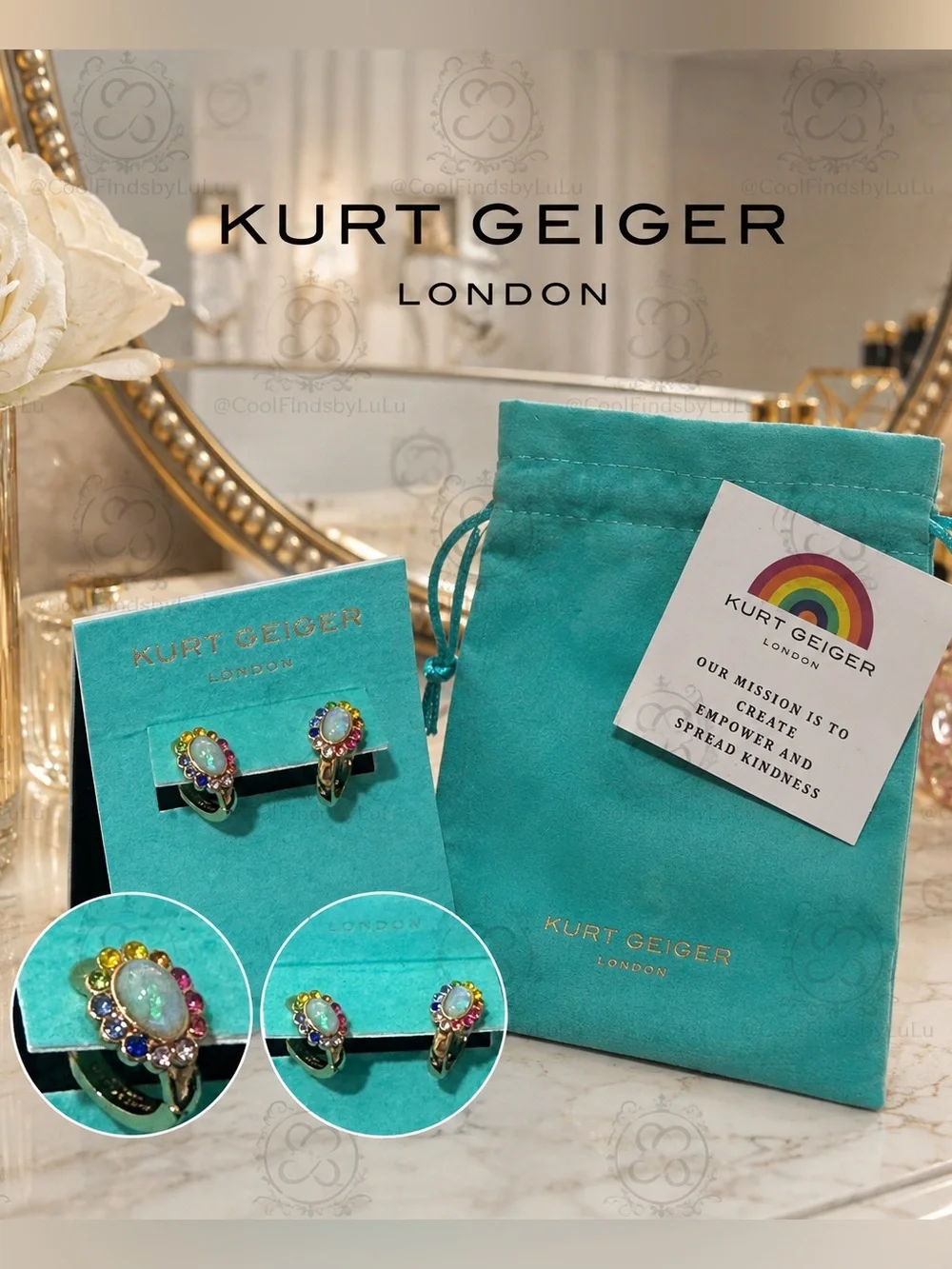 Kurt Geiger Multicolor Gemstone Hoop Earrings